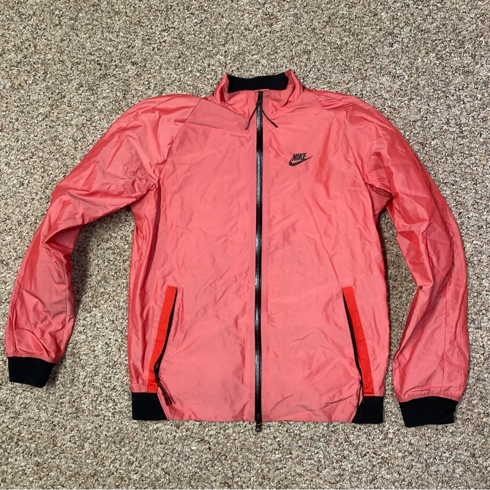 Rare Nike men’s track jacket hot pink solar red 3m reflective bomber sz Medium